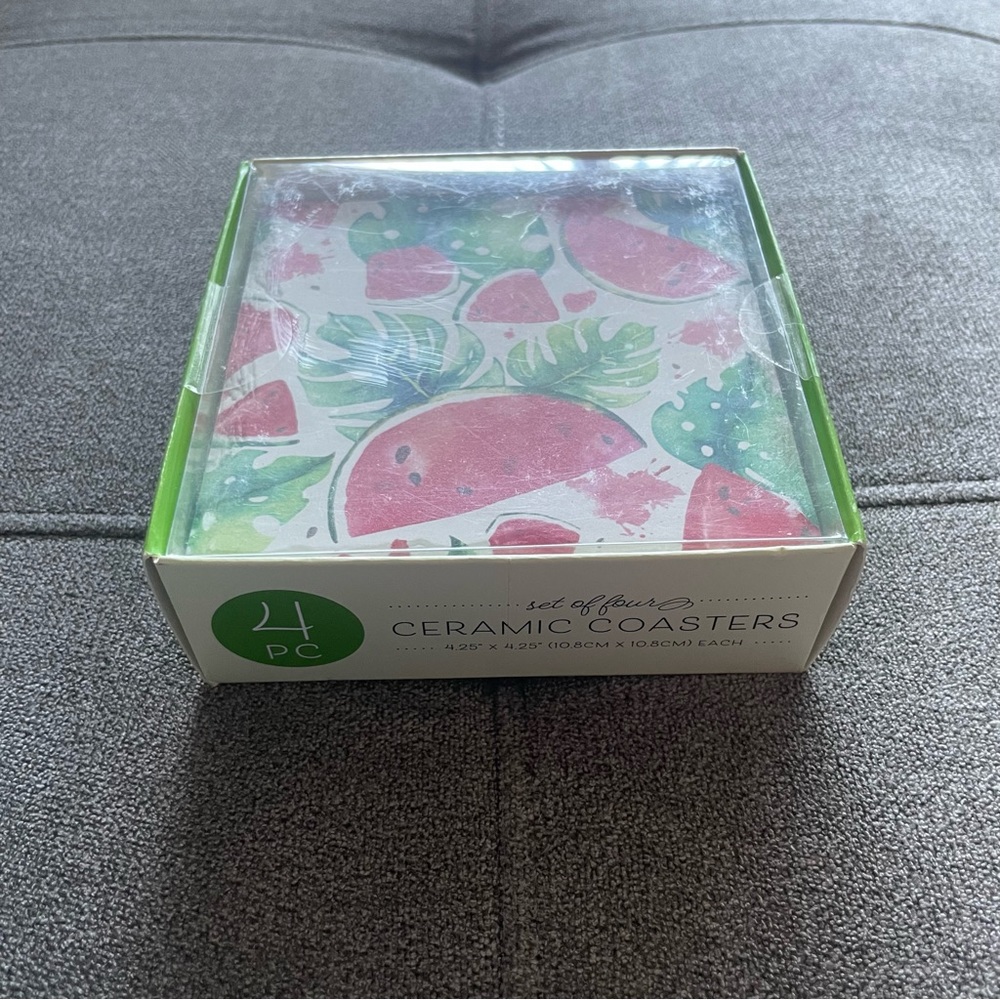 Watermelon printed ceramic coasters